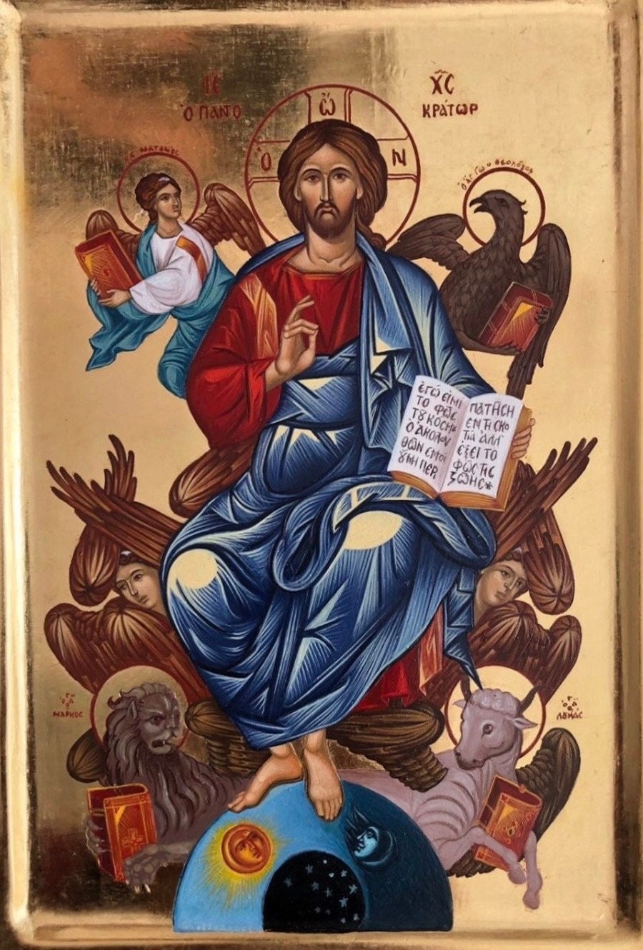 Christ Pantocrator enthroned with the four Evangelists