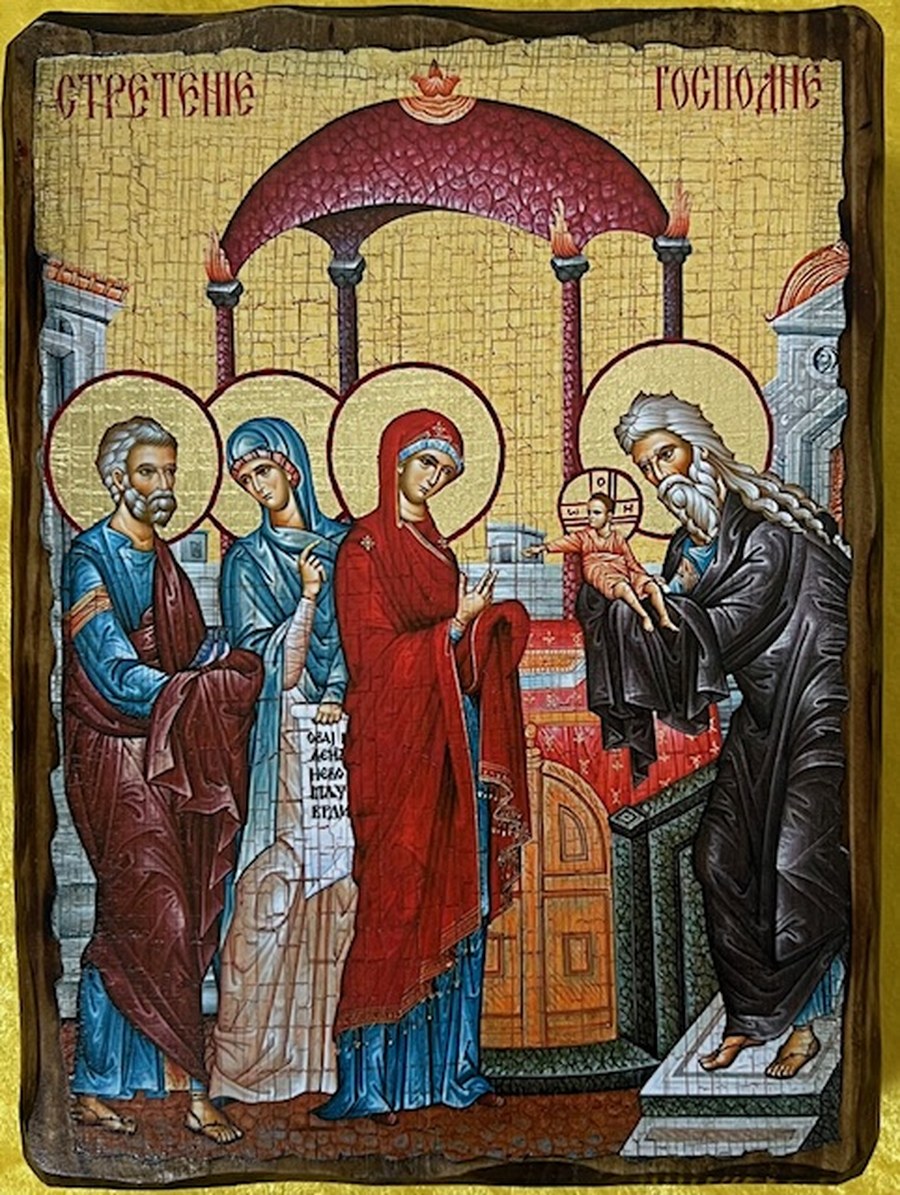 The Presentation in the Temple -- Simeon receives the infant Christ from the Virgin Mary