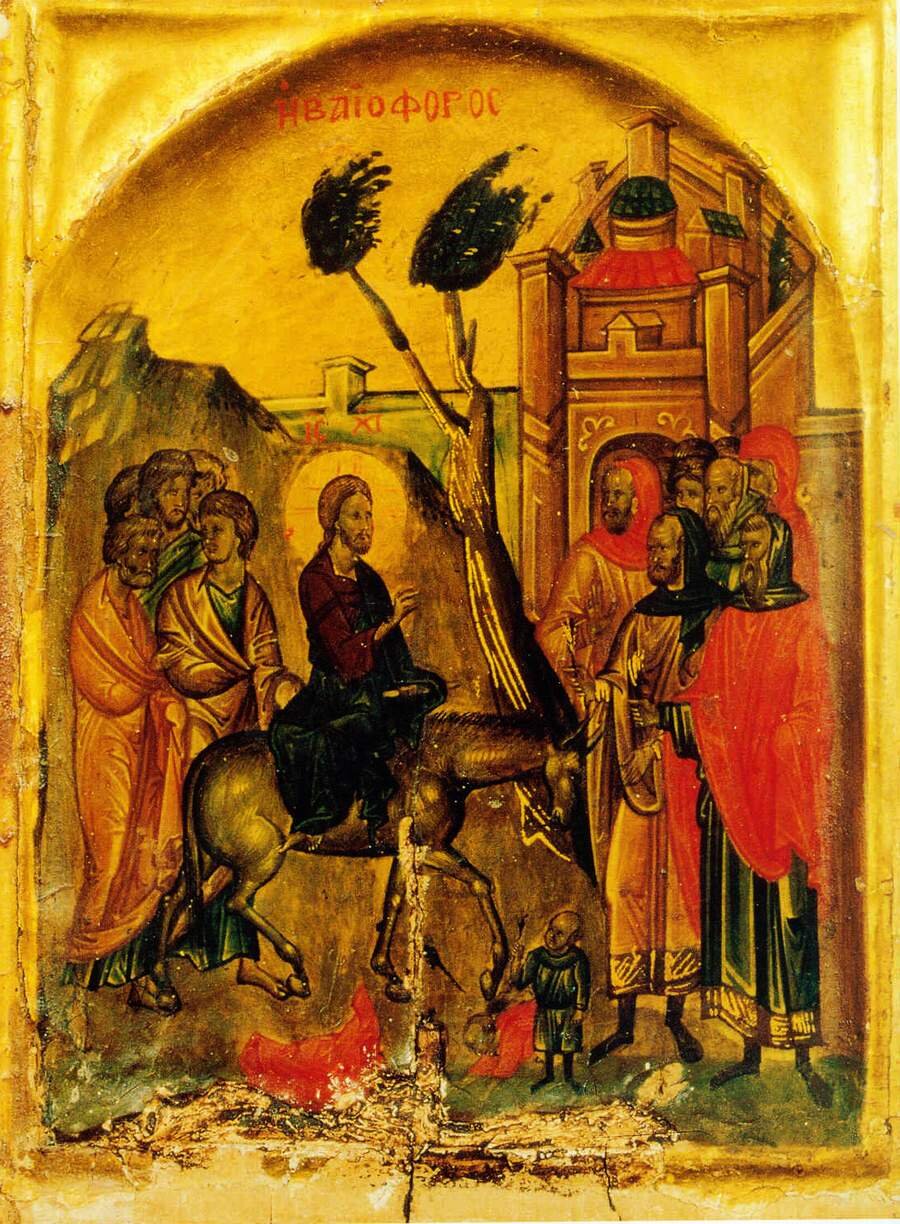 The Triumphal Entry -- Christ enters Jerusalem on a colt